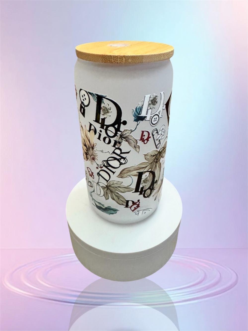 Dior glass cup with Bamboo Lid